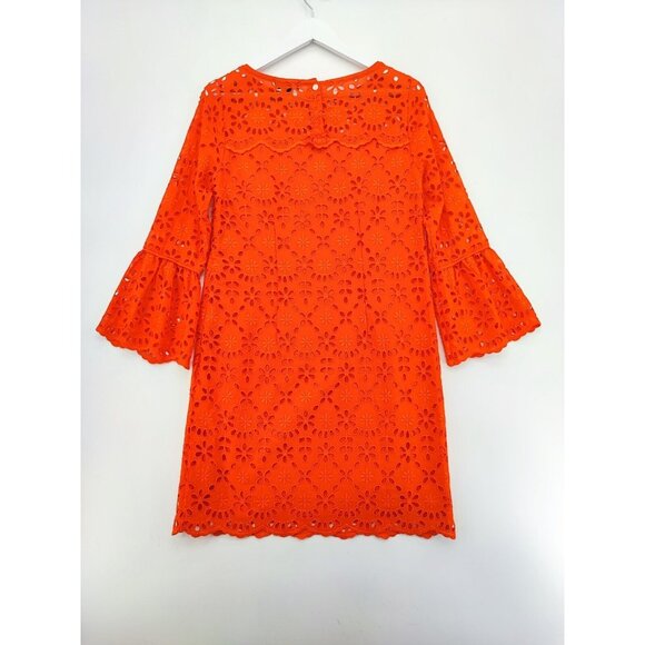 J.Crew Bell-sleeve Shift in Brilliant Sunset Embroidered Eyelet Dress 2 - Picture 2 of 15
